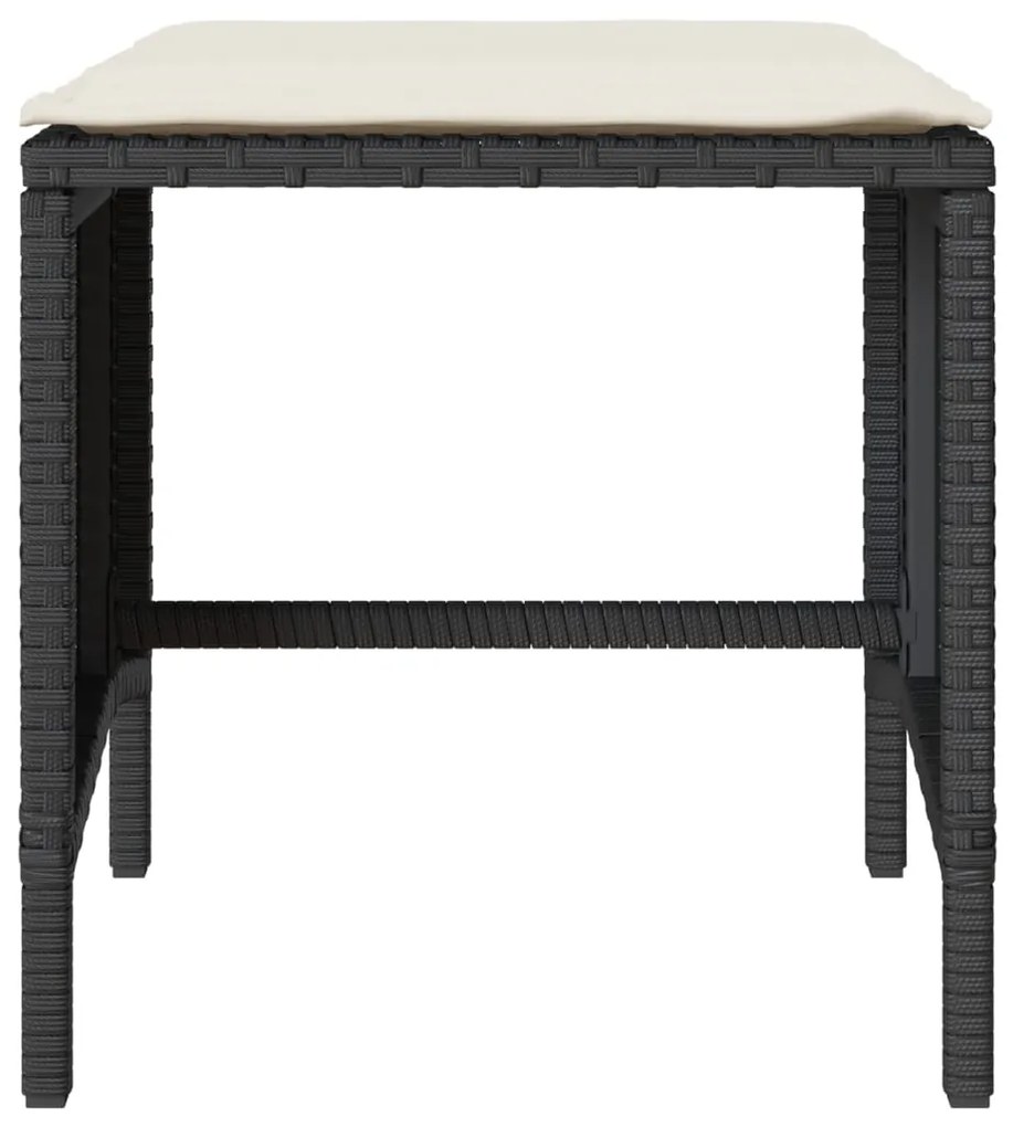 4 pcs conjunto de sofás para jardim c/ almofadões vime PE preto