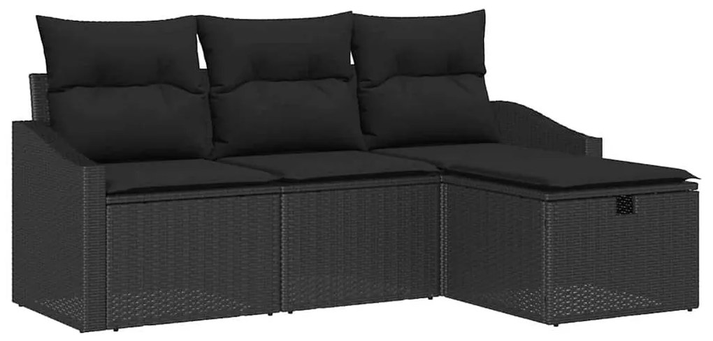 Conjunto de Sofá de Jardim de 4 Peças com Almofadas em Rattan Sintétic