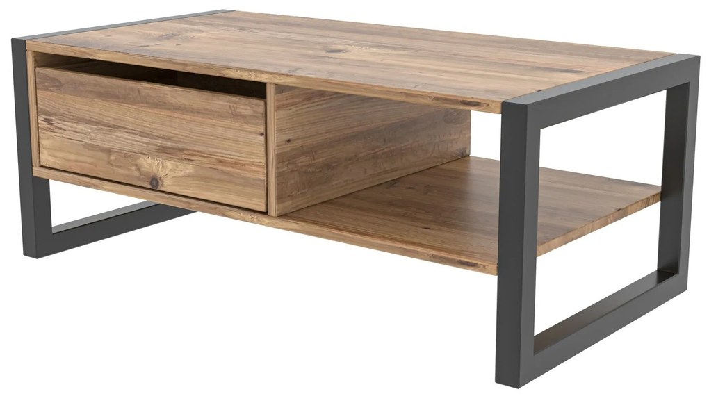 Mesa de Centro Haldizen – Pinho Atlântico Preto – 105x40x55 cm