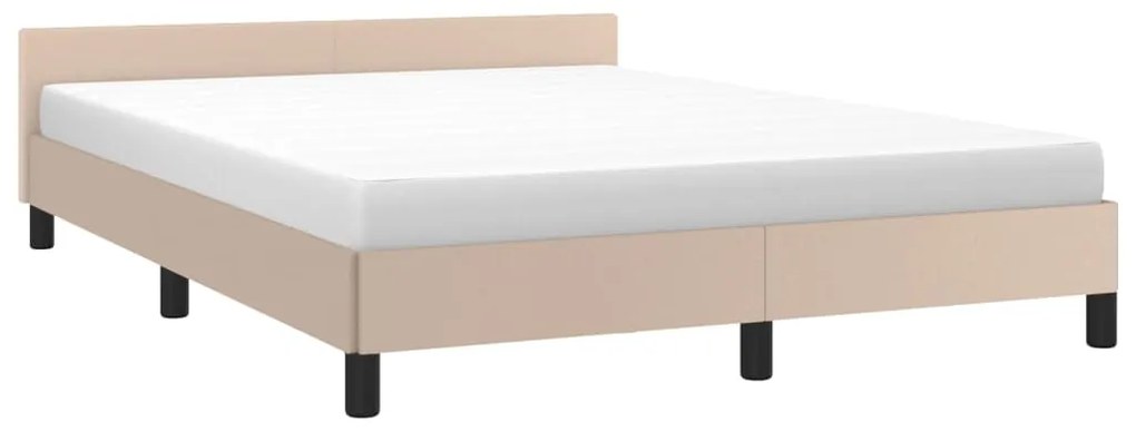 Estrutura cama cabeceira 140x200 cm couro artificial cappuccino