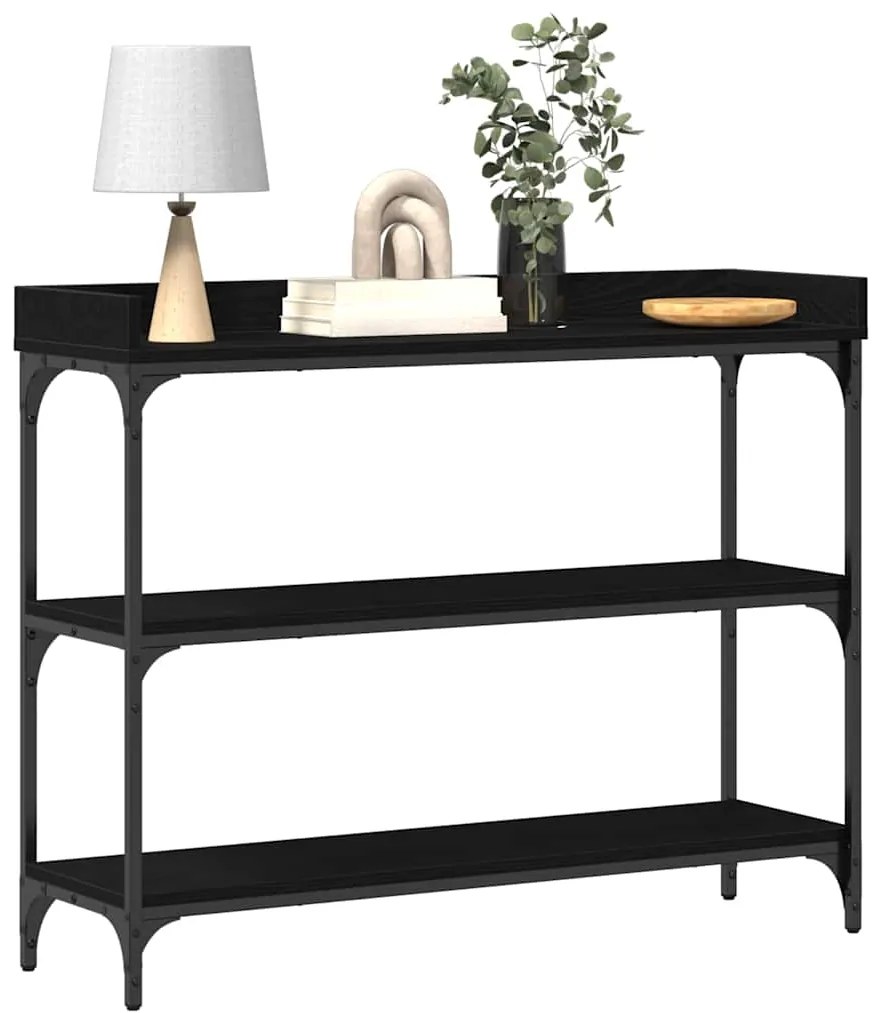 Console vidaXL Preto Carvalho 100x30x80 cm Madeira Engenharia e Aço