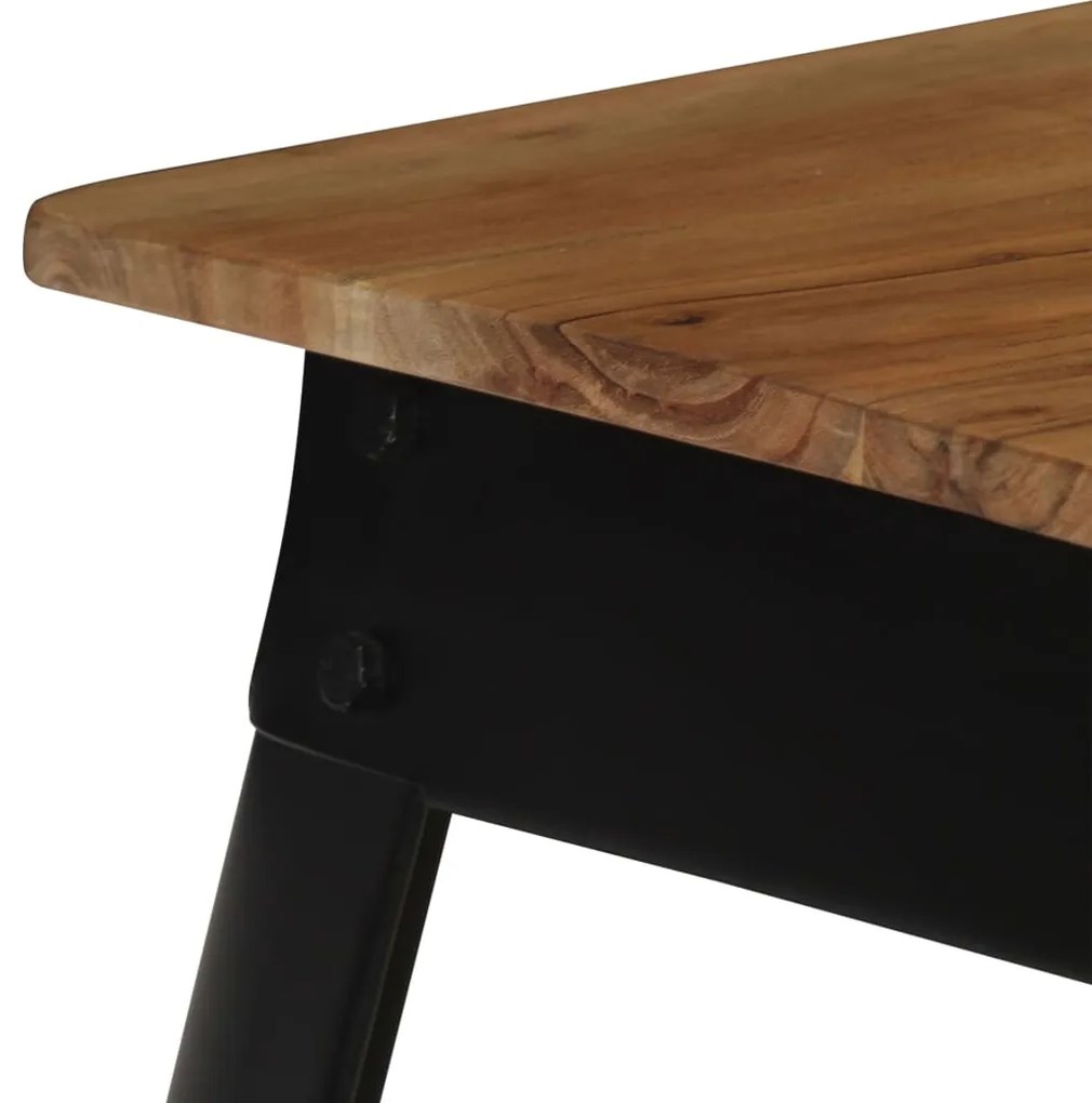 Mesa de jantar madeira de acácia maciça e aço 75x75x76 cm
