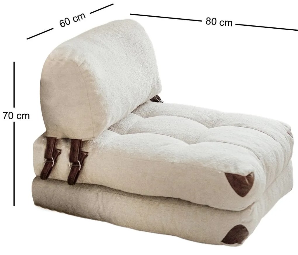 Sofá-Cama Fold 1 Lugar – Creme – 80x70x60 cm
