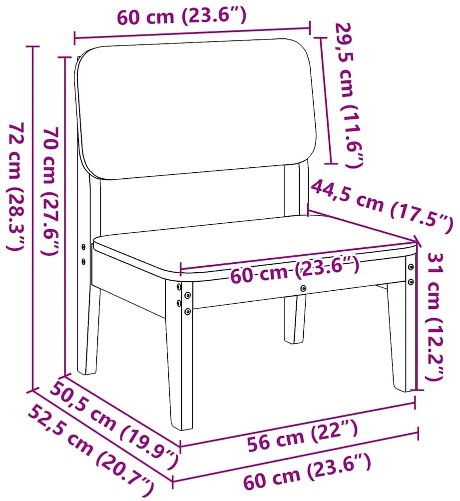 Cadeiras de jardim 2 pcs 60x52,5x72cm pinho maciço castanho-mel