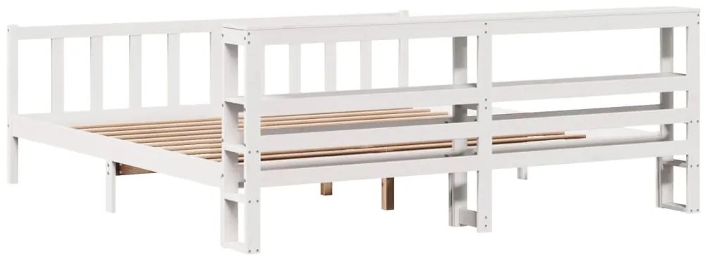 Cama sem colchão 200x200 cm madeira de pinho maciça branco