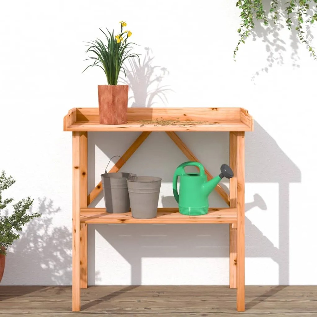Mesa apoio p/ plantas c/ prateleira 78x38x82,5cm abeto castanho
