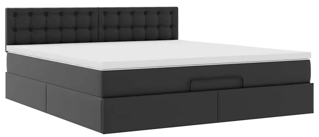 Estrutura de cama otomana com colchão 160x200 cm preta
