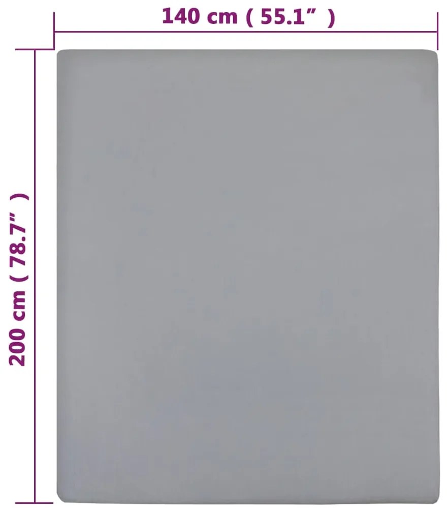 Lençóis ajustáveis 2 pcs 140x200 cm algodão jersey cinza