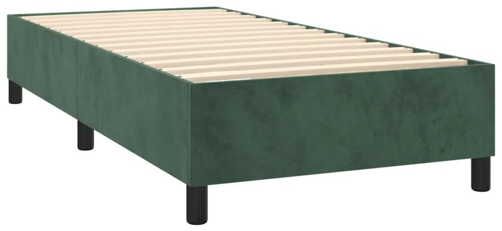 Estrutura de cama 90x190 cm veludo verde-escuro