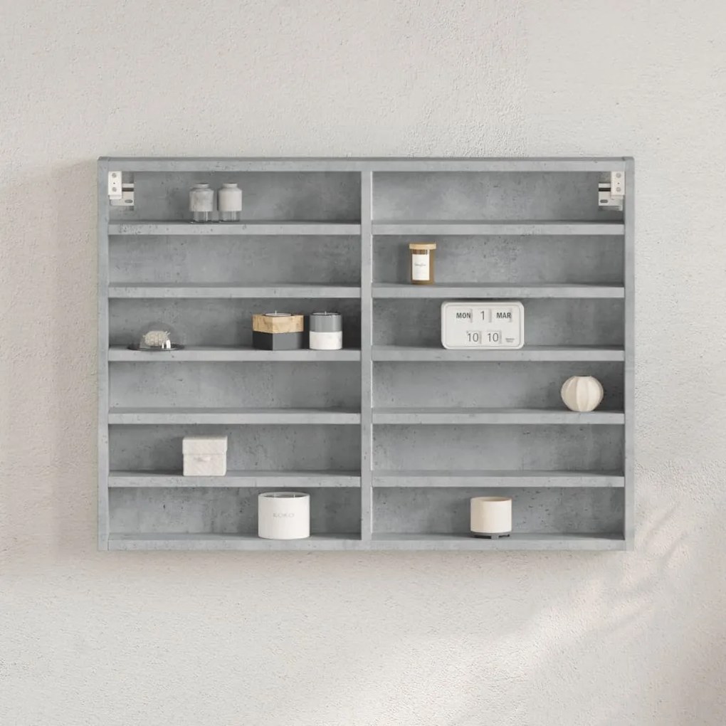 vidaXL Armário vitrine 80x8,5x58 cm derivados de madeira cinza cimento