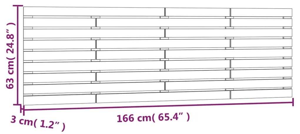 Cabeceira de parede 166x3x63 cm pinho maciço castanho-mel