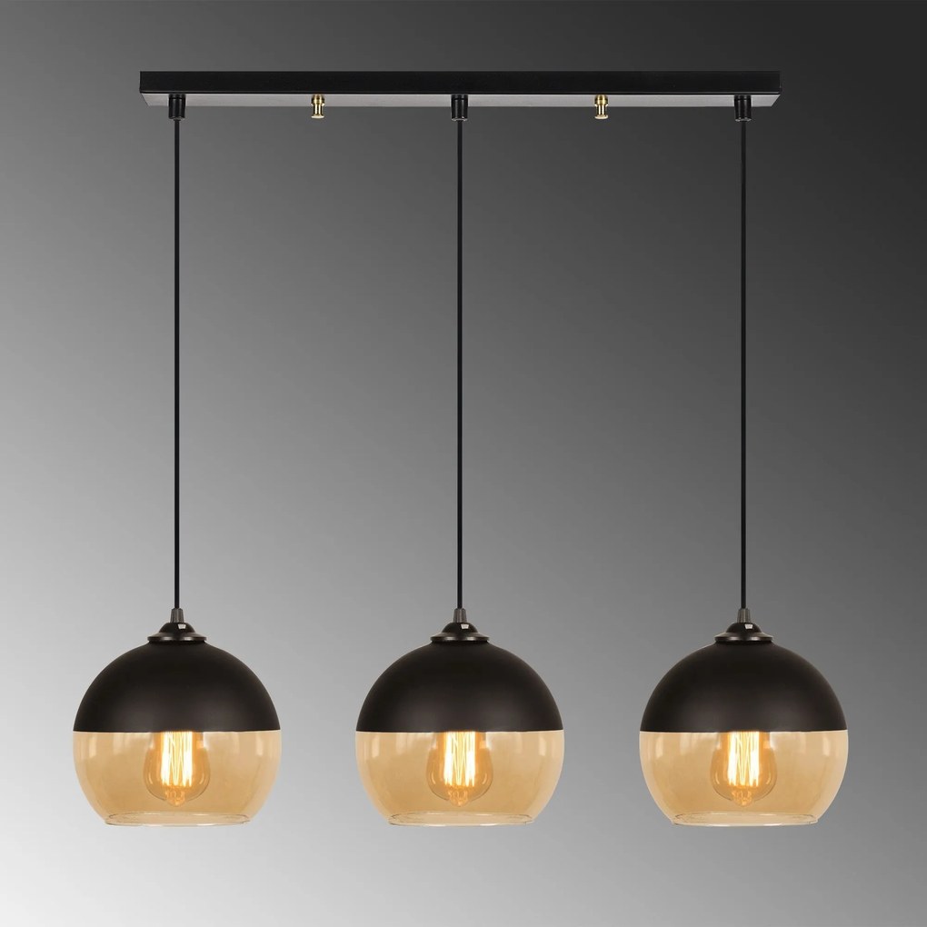 Candeeiro de Tecto Camini – Preto e Mel – 70 x 20 cm