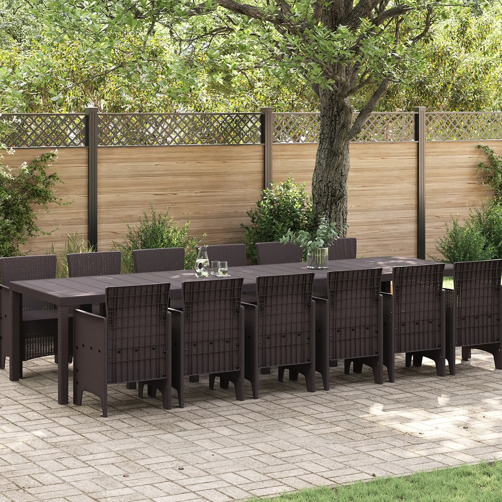 Conjunto de Jantar para Jardim vidaXL 13 Peças Castanho Poliratan