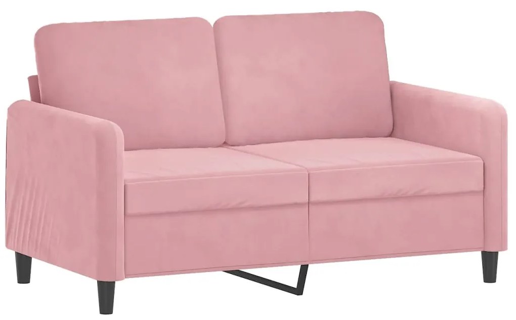 Sofá 2 lug. c/ almofadas decorativas 120 cm veludo rosa