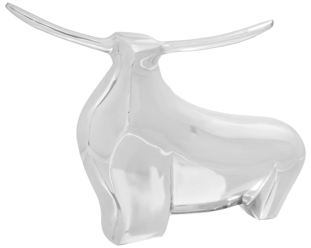 Escultura de Touro vidaXL Prateada 37x44x17 cm Alumínio