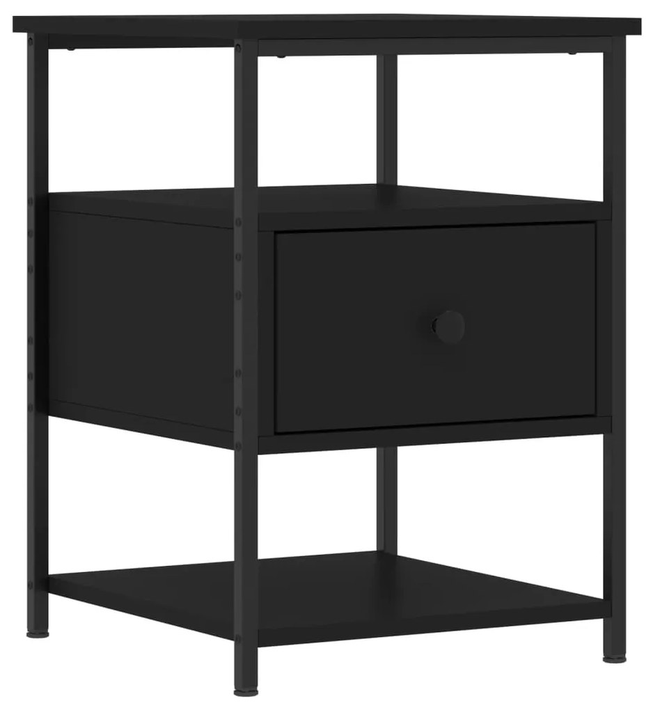 Mesas de cabeceira 2pcs 40x42x56 cm derivados de madeira preto