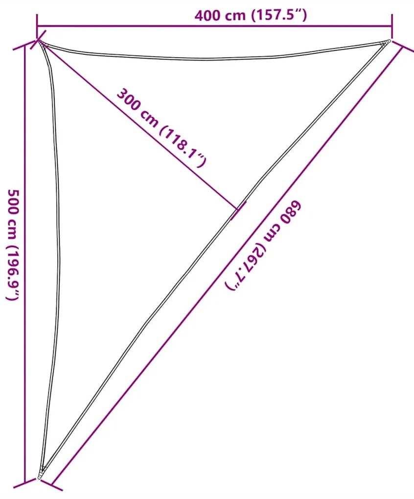 Para-sol estilo vela triangular 160 g/m² 4x5x6,8 m PEAD areia