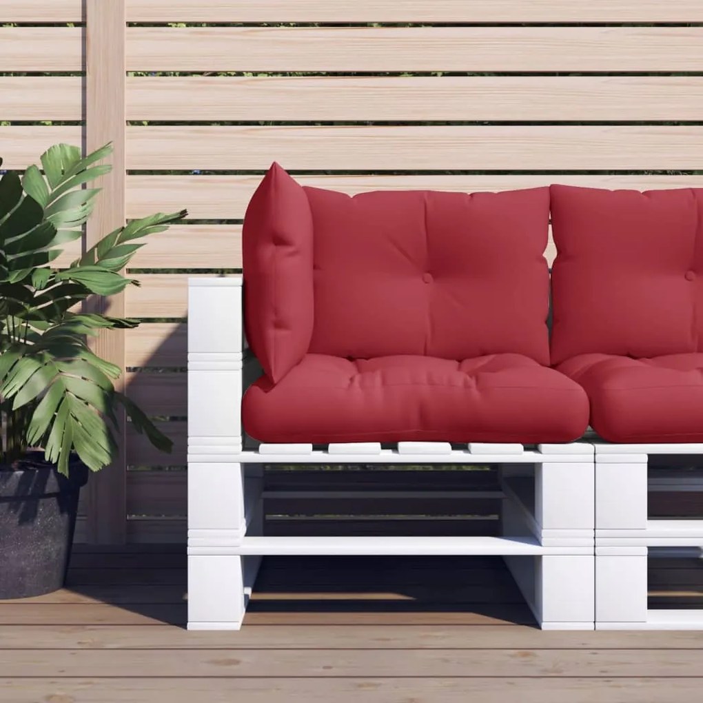 314622 vidaXL Almofadões para móveis de paletes 3 pcs tecido vermelho tinto