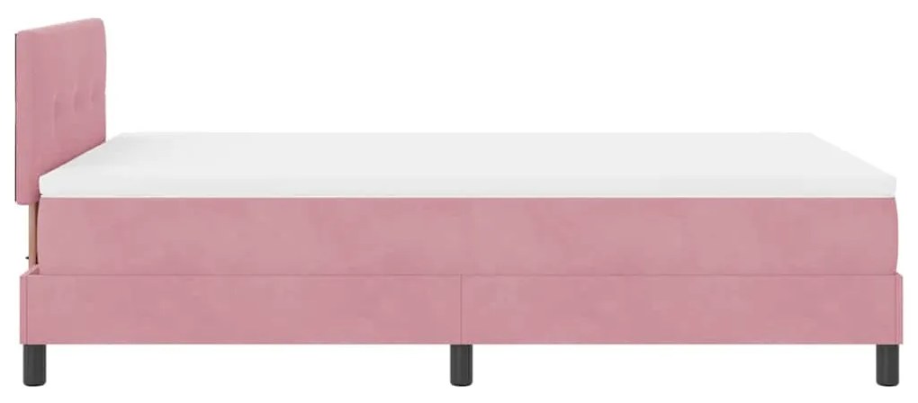 Cama Box com Colchão & LED Rosa 120x200 cm Veludo