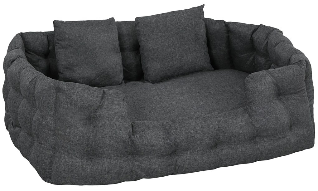 PawHut Cama para Cães Grandes Cama para Animais de Estimação com 2 Almofadas Cama para Cães com Base Antiderrapante 110x70x35 cm Cinza