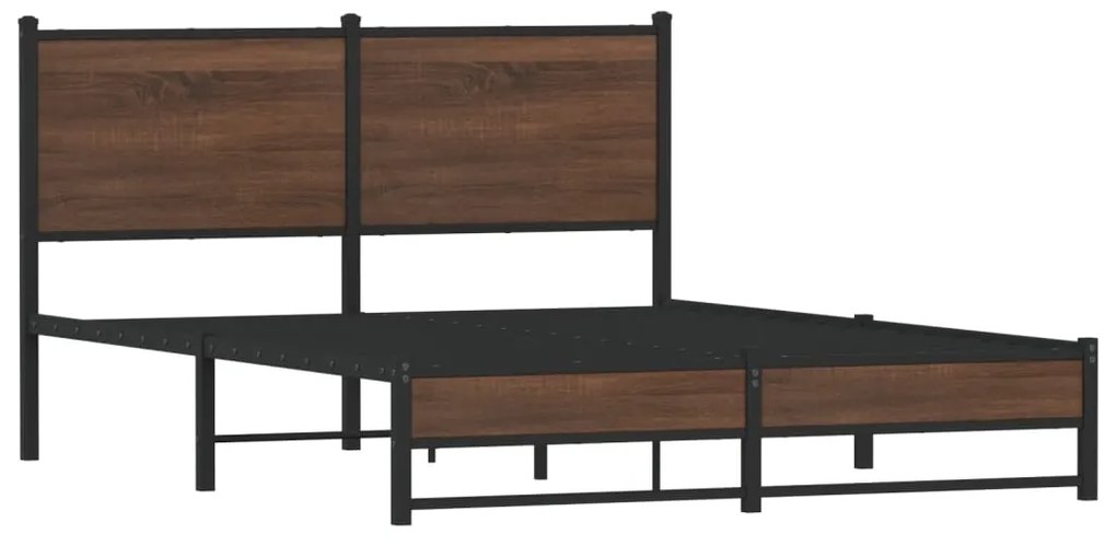 Estrutura de cama sem colchão 140x190cm metal carvalho castanho