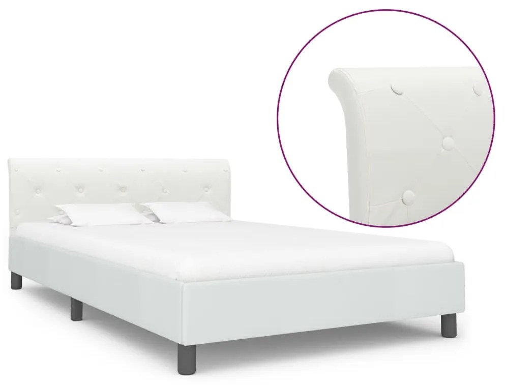 vidaXL Estrutura de cama 120x200 cm couro artificial branco