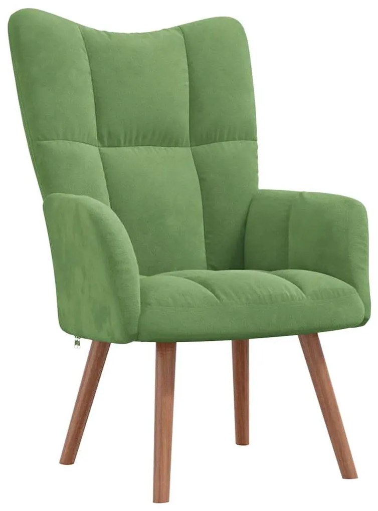 Cadeira de descanso com banco veludo verde-claro