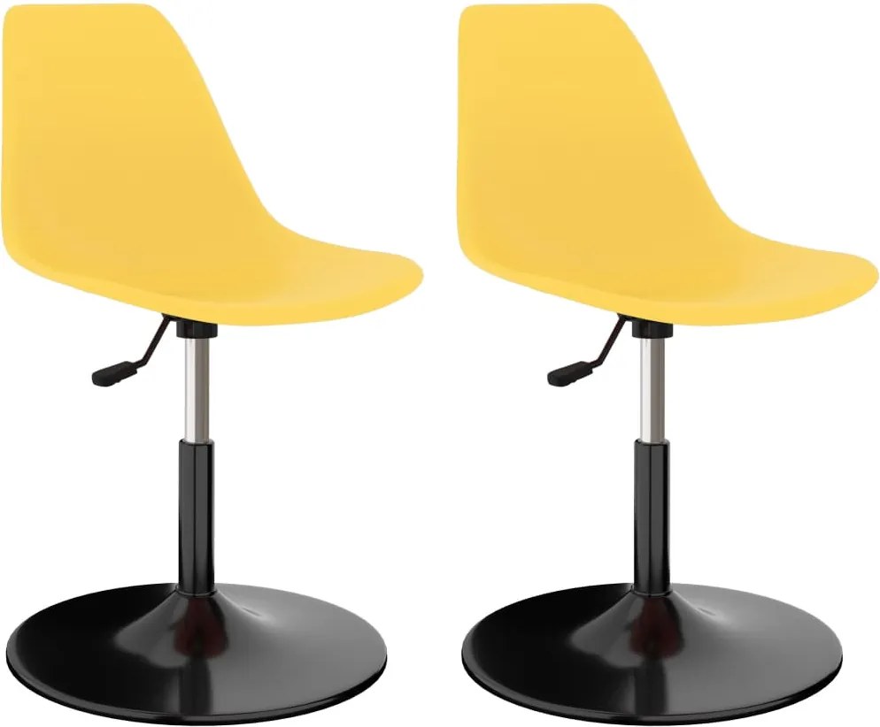 Cadeiras de jantar giratórias 2 pcs PP amarelo