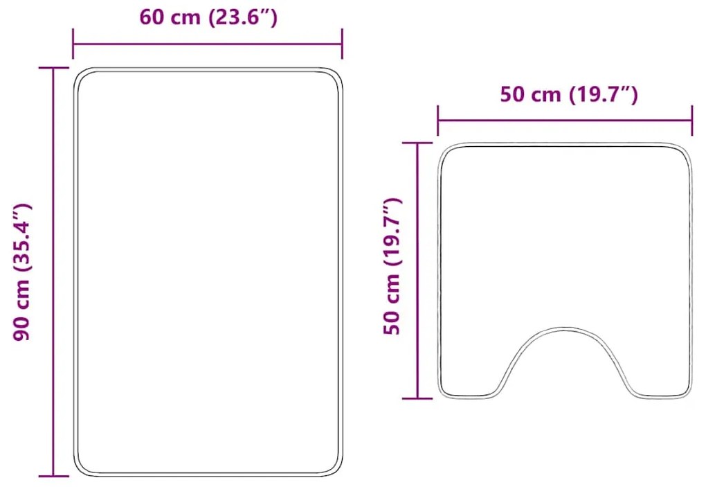 Conjunto de 2 Tapetes de Banho vidaXL Creme Polipropileno Antiderrapan