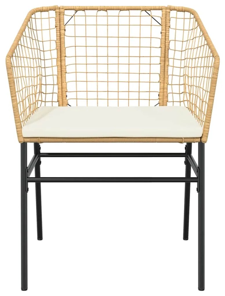 Conjunto jantar jardim 9 peças almofadas vidro vime PE castanho