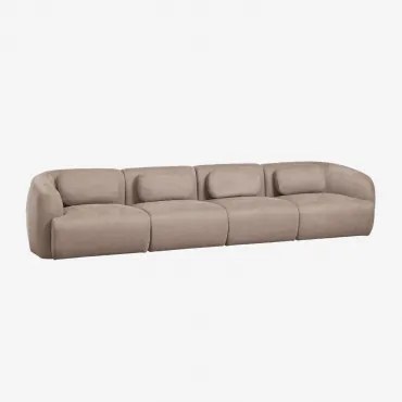 Sofá Modular De 4 Peças Em Chenille Coquette Chenille Castanho Trigo - Sklum