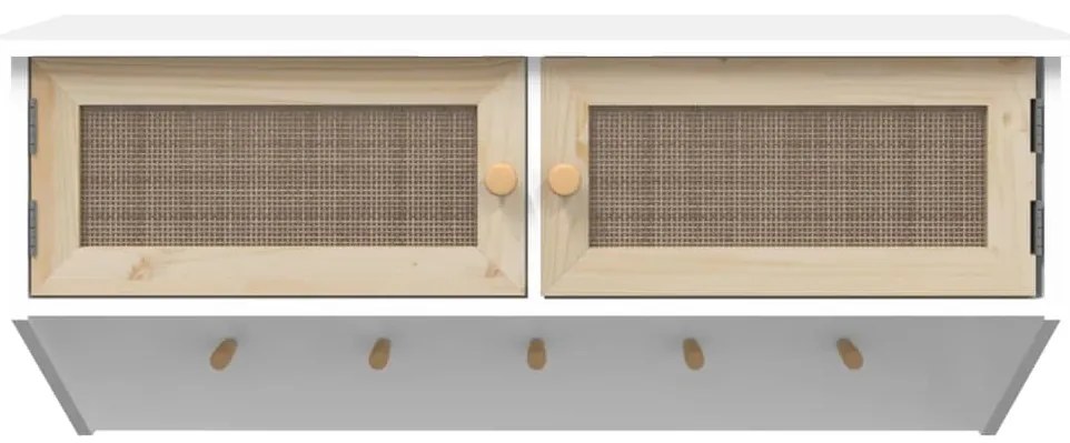 Cabide de parede derivados de madeira e vime natural branco