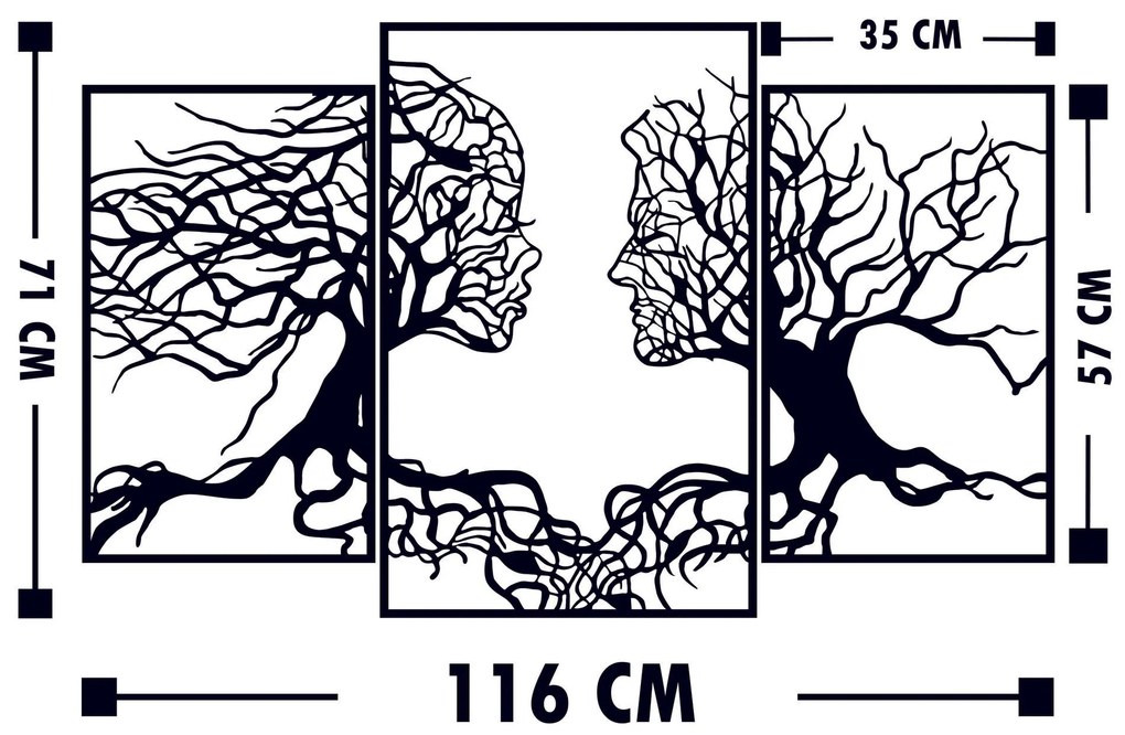 Acessório Decorativo de Parede Metal-499 – Preto – 116 x 71 cm