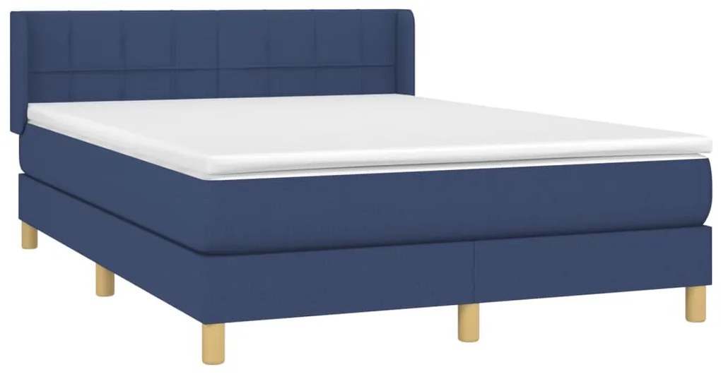 Cama com molas/colchão 140x200 cm tecido azul