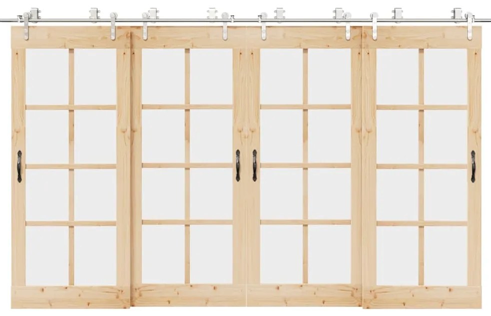 Kit ferragens p/ porta deslizante 366cm aço inoxidável prateado