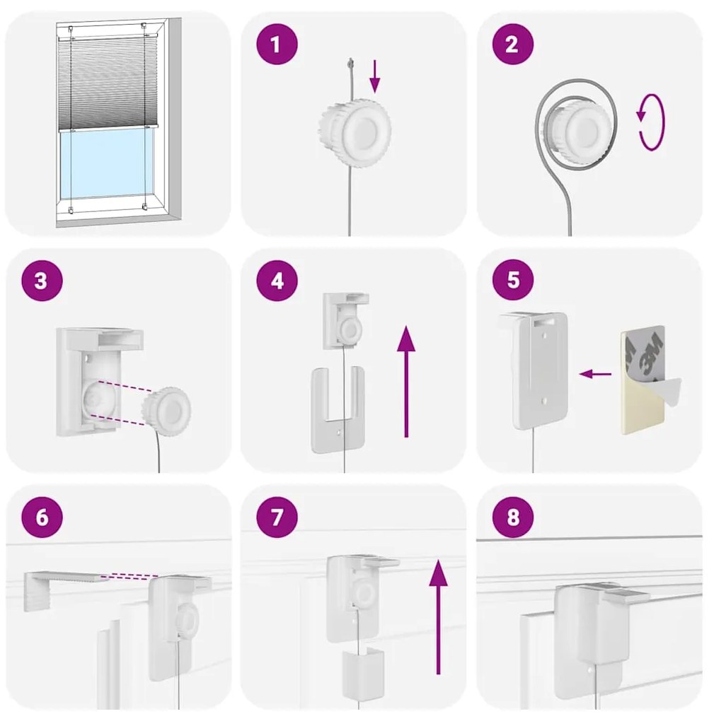 Branco Plissada Cega 55x150 cm Largura Tecido 54,4 cm Poliéster