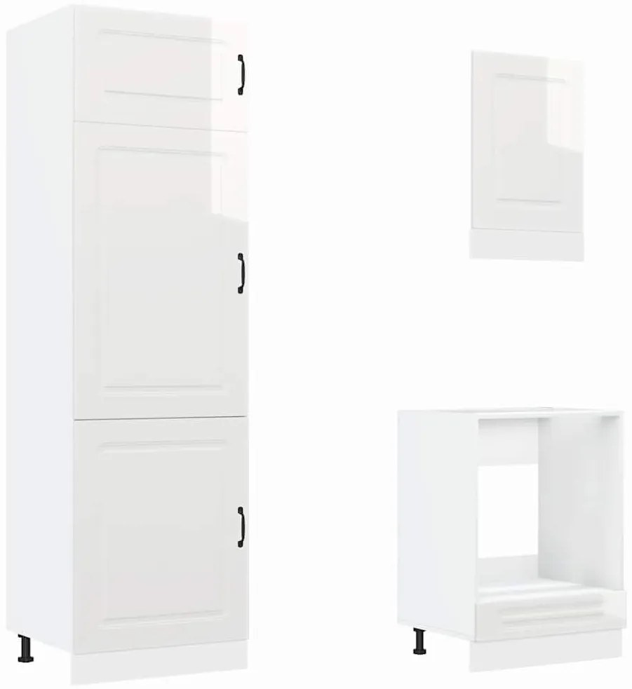 7 peças armário de cozinha conjunto Kalmar branco brilhante
