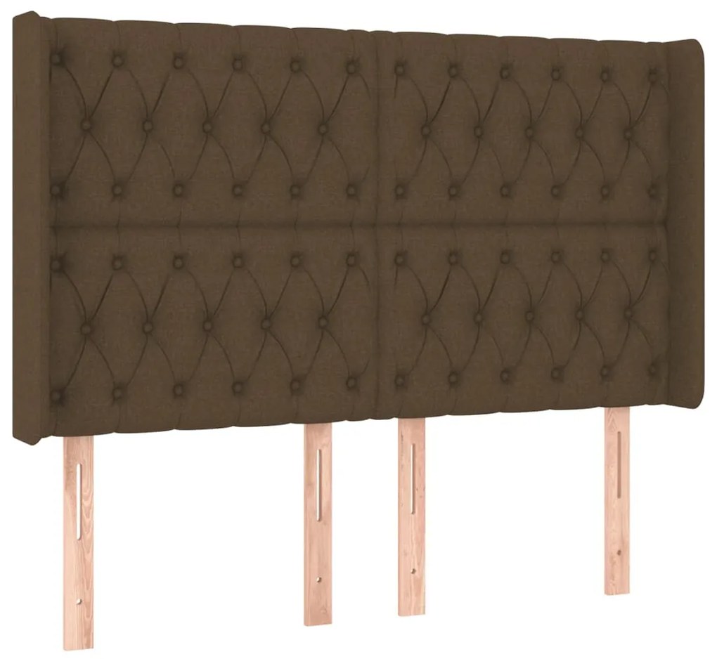 Cama box spring c/ colchão/LED 160x200cm tecido castanho-escuro