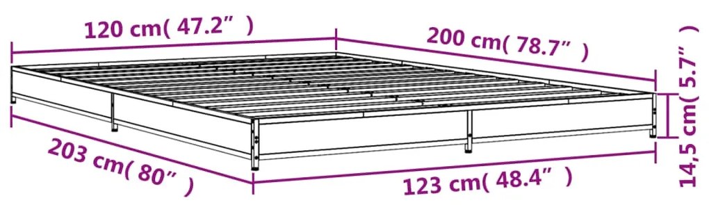 Estrutura de cama 120x200 cm derivados madeira/metal