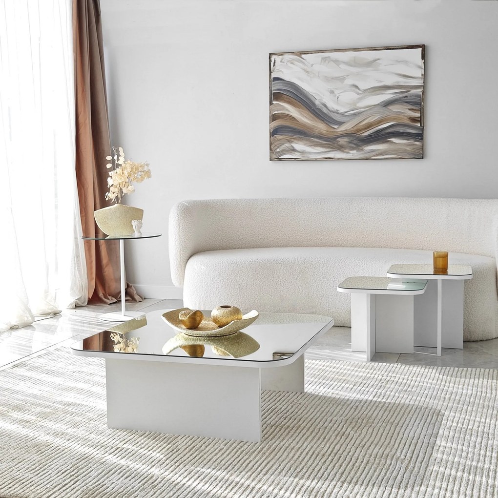 Conjunto de Mesas de Café Jazz – Branco – 80x30x80 cm, 40x35x40 cm, 40
