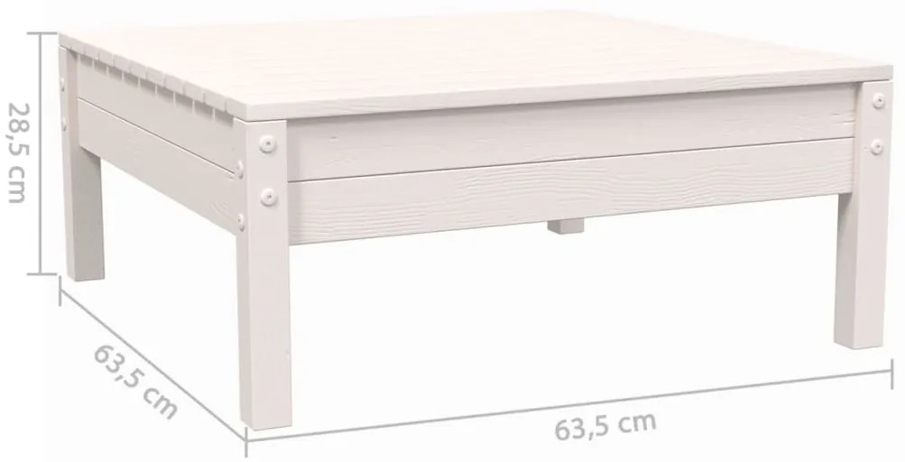 3 pcs conjunto lounge jardim c/ almofadões pinho maciço branco