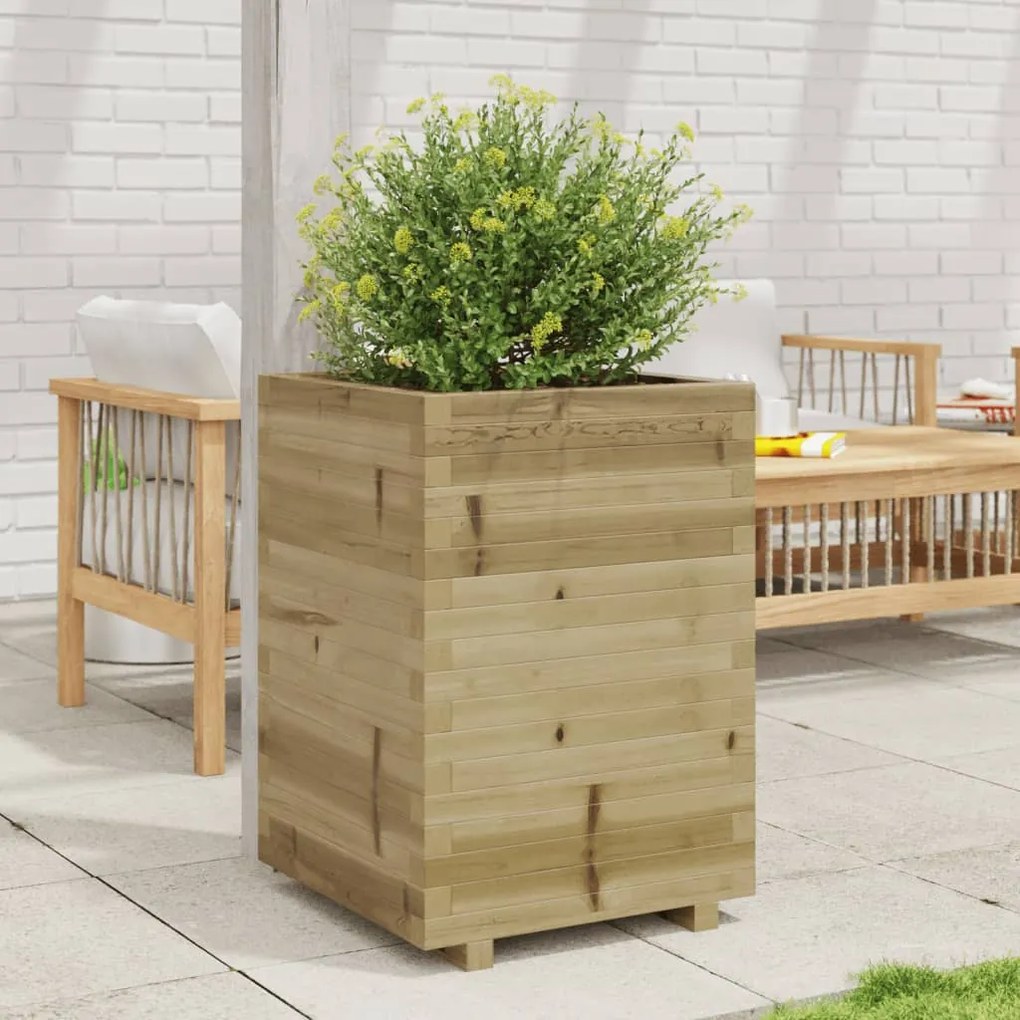 vidaXL Vaso/floreira de jardim 50x50x72,5 cm madeira pinho impregnada