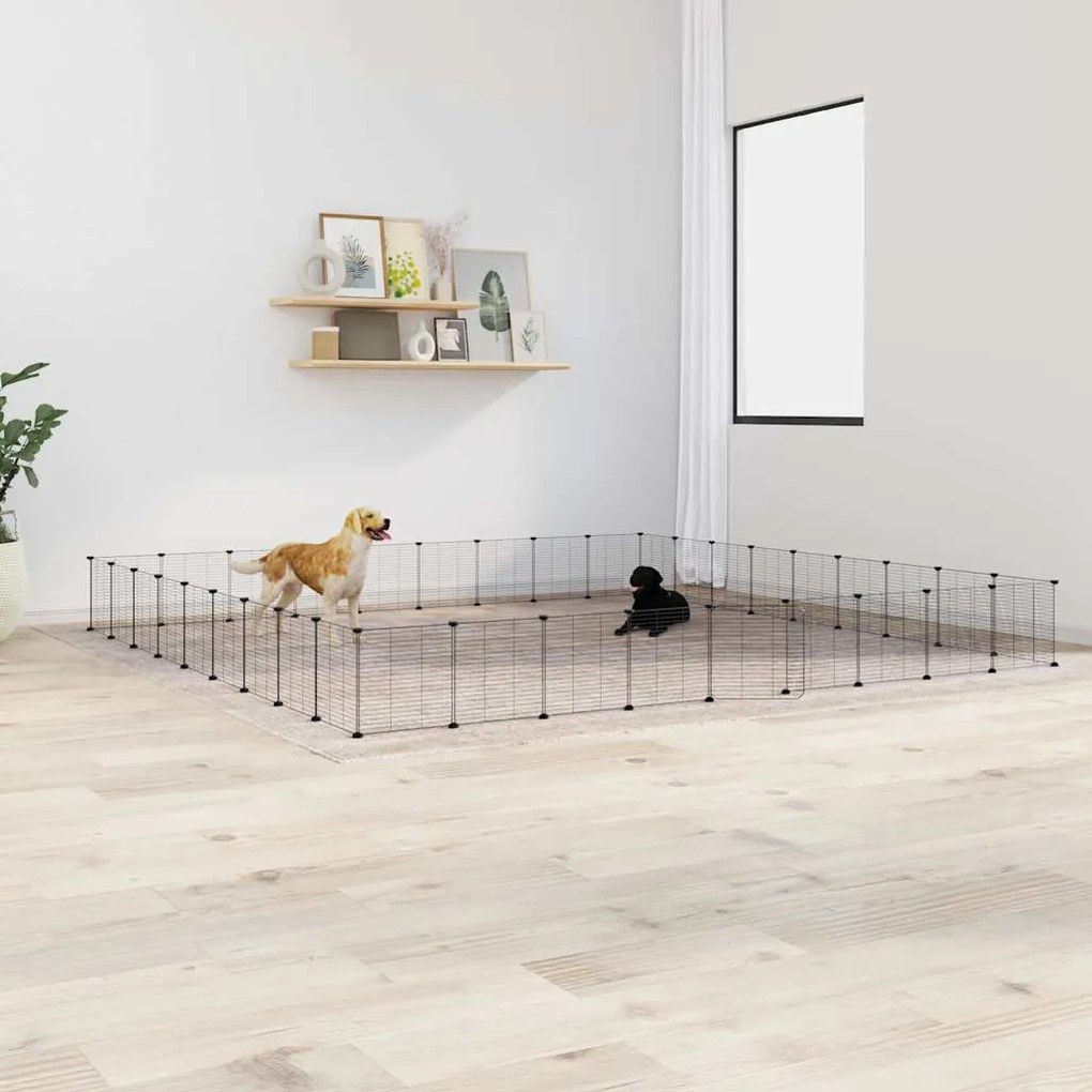 Gaiola p/ animais de 36 painéis c/ porta 35x35 cm aço preto