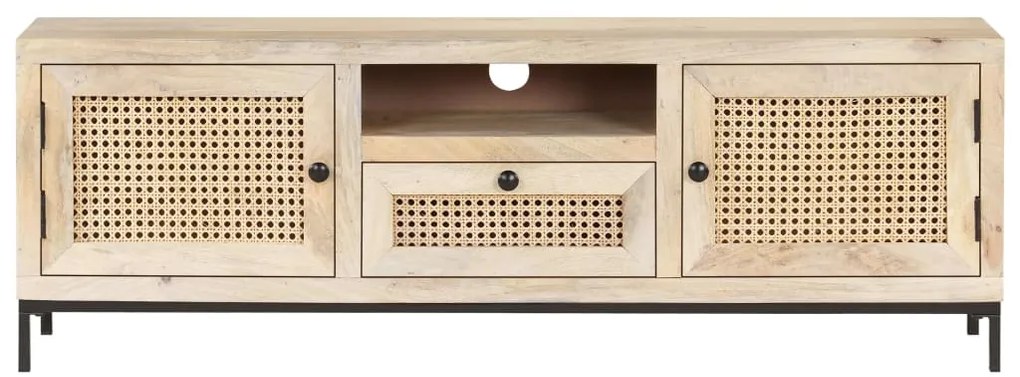 Móvel de TV 120x30x40 cm mangueira maciça e palhinha natural