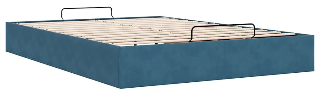 Estrutura de cama otomana sem colchão 140x200 cm azul escuro