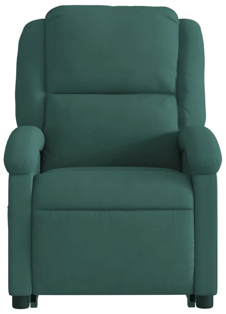 Poltrona reclinável elevatória veludo verde-escuro