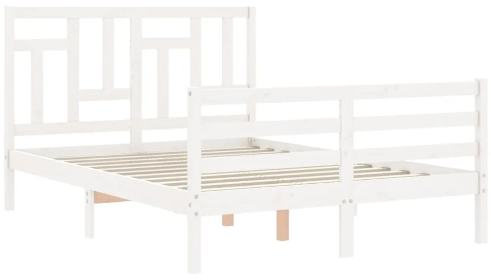 Estrutura de cama com cabeceira 120x200cm madeira maciça branco