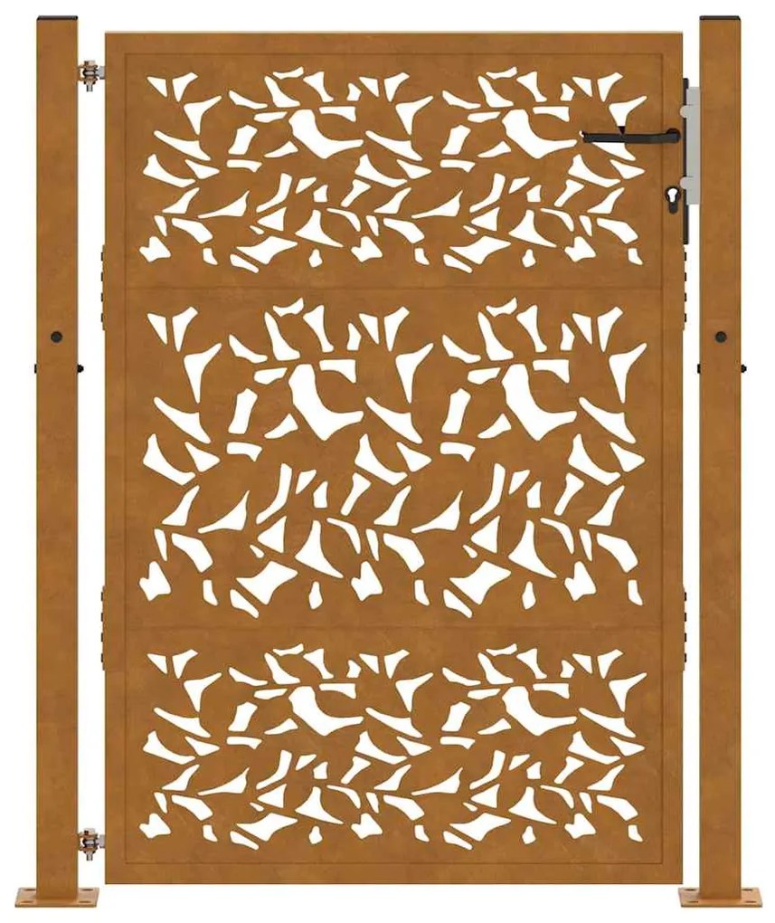 Portão de jardim 105x130 cm design de folha de aço resistente