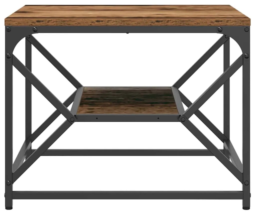 Mesa de centro vidaXL com prateleira em madeira envelhecida 51x50x40 c