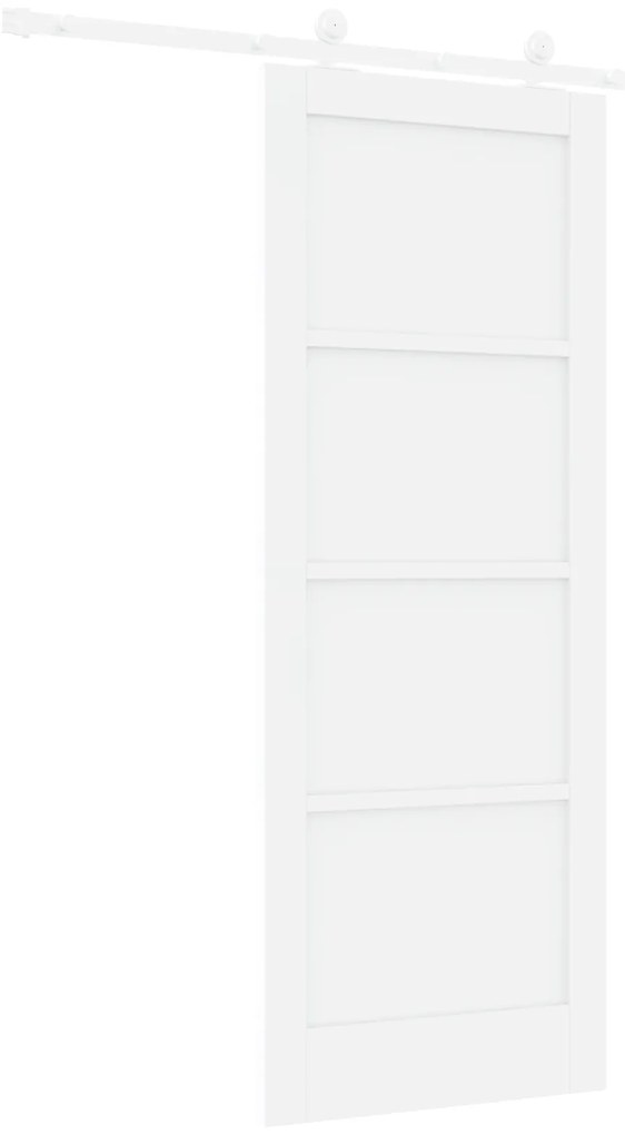 Porta Deslizante com Conjunto de Engrenagem Branca 78x202 cm Madeira M